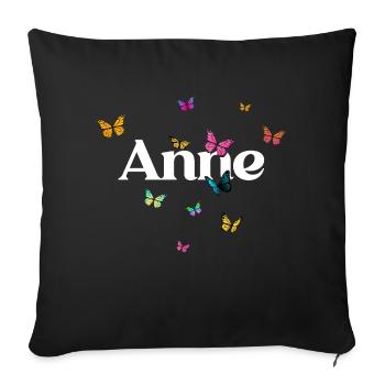 ANNE - Beautiful Girl Name with Butterflies - Sofa pillow with filling 45cm x 45cm - black - Front