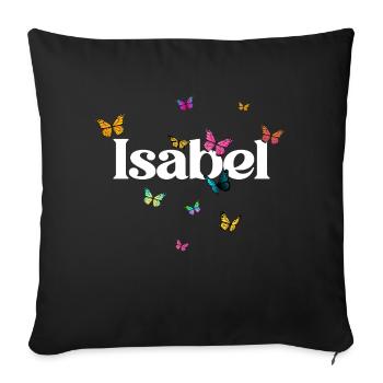 ISABEL - Beau prénom de fille avec des papillons - Coussin et housse de 45 x 45 cm - noir - Devant