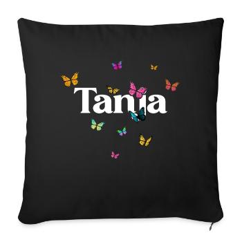 TANJA - Beau prénom de fille avec des papillons - Coussin et housse de 45 x 45 cm - noir - Devant