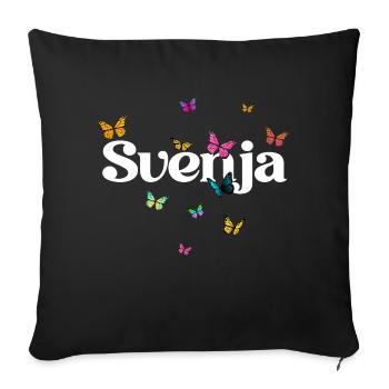 SVENJA - Schöner Mädchen Name mit Schmetterlingen - Sofakissen mit Füllung 45 x 45 cm - Schwarz - Vorne