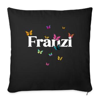 FRANZI - Schöner Mädchen Name mit Schmetterlingen - Sofakissen mit Füllung 45 x 45 cm - Schwarz - Vorne