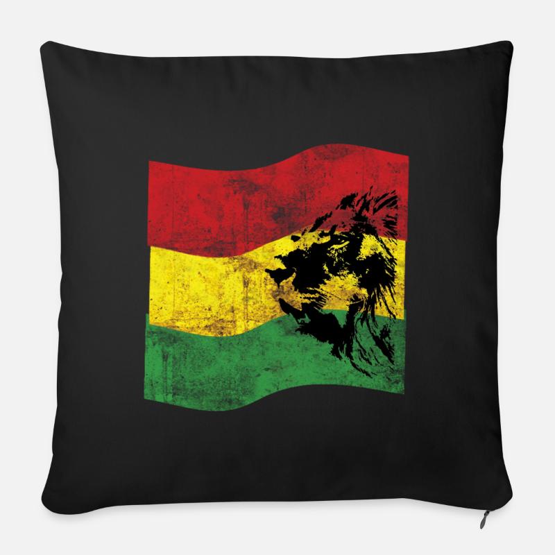 Lion Reggae Fahne - Sofakissen mit Füllung 45 x 45 cm - Schwarz
