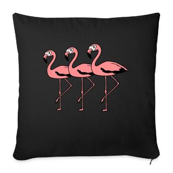 3 amis équipe équipe flamingo clipart bande dessinée bande dessinée - Coussin et housse de 45 x 45 cm - noir - Devant