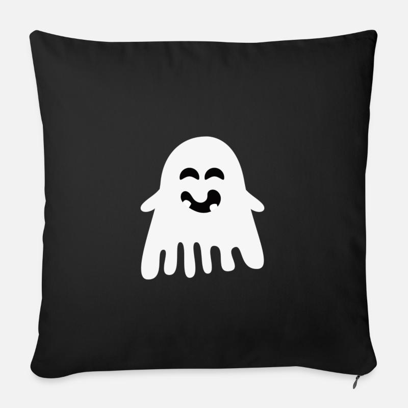 Lachender Geist – Minimalistisches Halloween - Sofakissen mit Füllung 45 x 45 cm - Schwarz