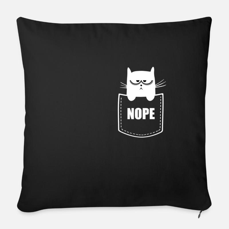 Pocket Cat Grumpy Nope - Funny Cat Design - Sofa pillow with filling 45cm x 45cm - black