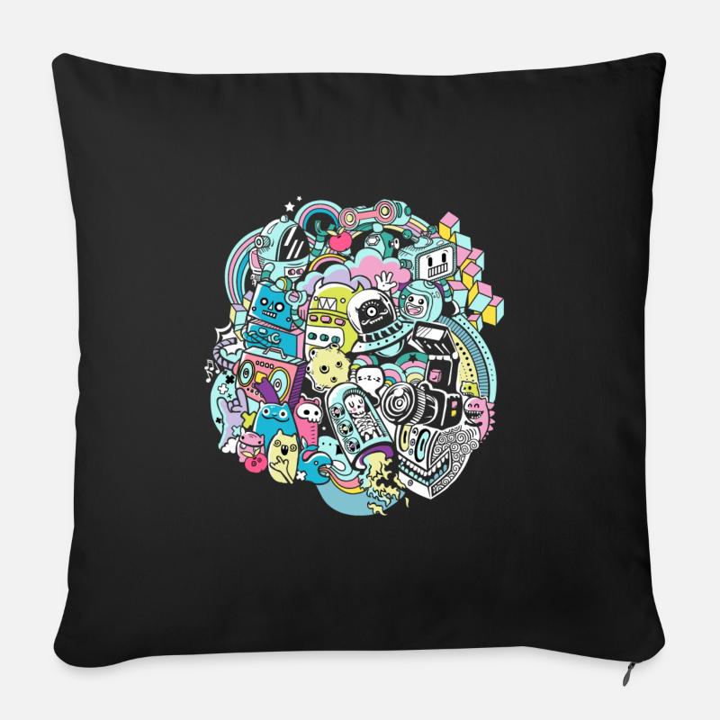 Graffiti Stadt - Sofakissen mit Füllung 45 x 45 cm - Schwarz