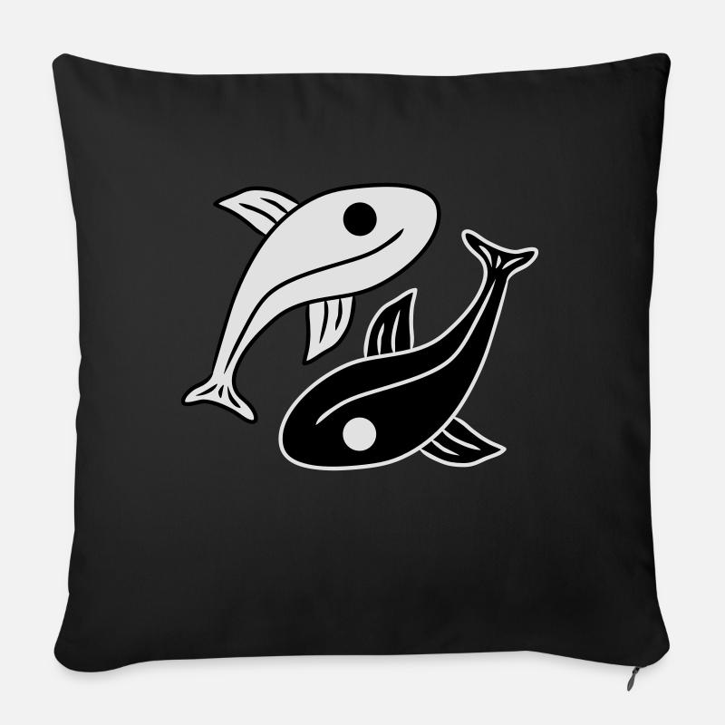 Yin Yang Fishs - Sofakissen mit Füllung 45 x 45 cm - Schwarz