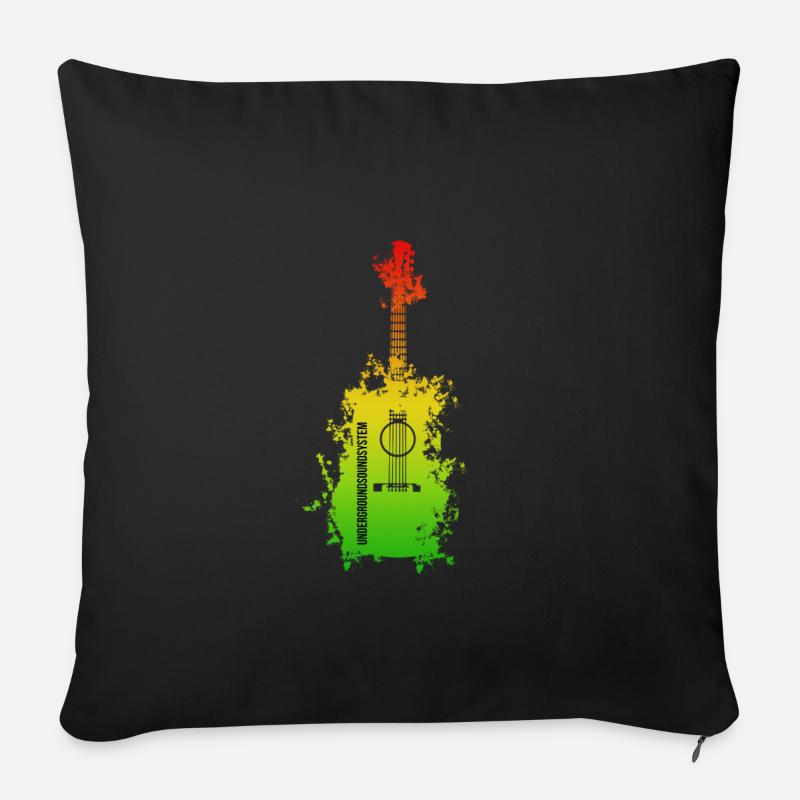 Regenbogen Splatter Gitarre - Sofakissen mit Füllung 45 x 45 cm - Schwarz