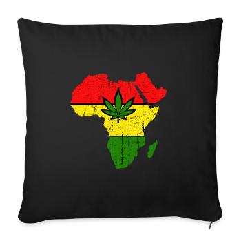 AFRICA, REGGAE, HEMP, MARLEY, RASTAFARI, JAMAICA - Sofa pillow with filling 45cm x 45cm - black - Front