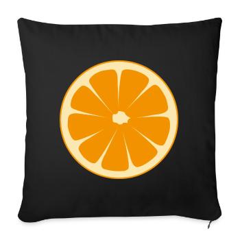 orange half - Sofa pillow with filling 45cm x 45cm - black - Front