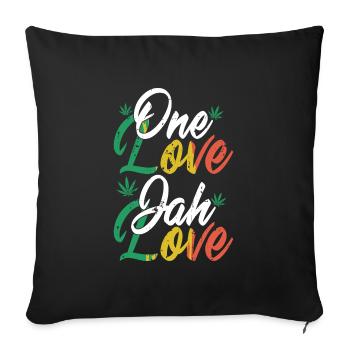 one love jah love, reggae, rastafarian, marley - Coussin et housse de 45 x 45 cm - noir - Devant