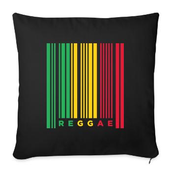 Code à barres reggae, Jamaïque, drapeau Rastafari, Marley - Coussin et housse de 45 x 45 cm - noir - Devant