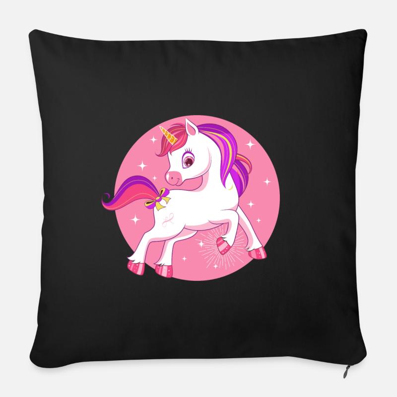 Pferd Einhorn Kinder Geschenk pink Sterne lustig - Sofakissen mit Füllung 45 x 45 cm - Schwarz