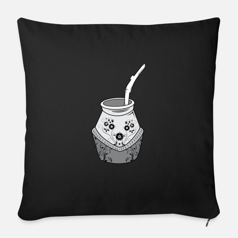 Compagnon fleuri - Coussin et housse de 45 x 45 cm - noir