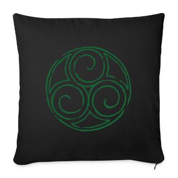 Symbole celtique Triskele vert spirale - Coussin et housse de 45 x 45 cm - noir - Devant