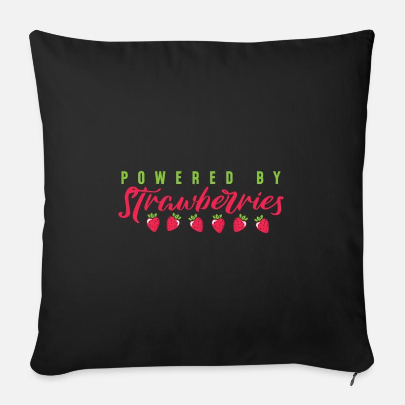 Frucht Erdbeer Früchte Erdbeere Power - Sofakissen mit Füllung 45 x 45 cm - Schwarz