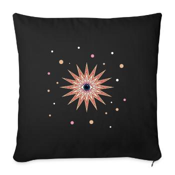 Œil mystique en étoile psychédélique - Coussin et housse de 45 x 45 cm - noir - Devant