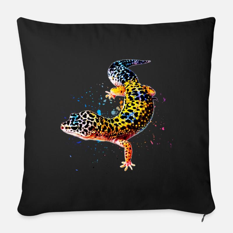 Leopard Gecko Reptilienhalter Eidechse Aquarell - Sofakissen mit Füllung 45 x 45 cm - Schwarz