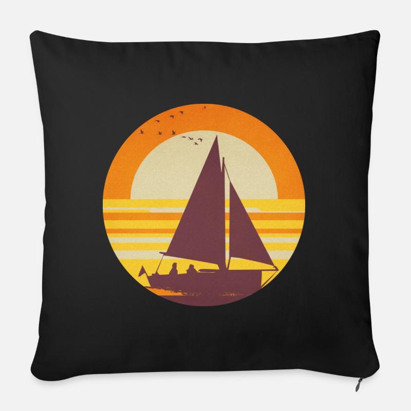 Segelyacht - Retro - Sofakissen mit Füllung 45 x 45 cm - Schwarz