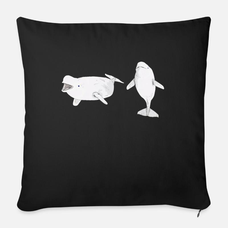 Zwei Beluga Wale - Sofakissen mit Füllung 45 x 45 cm - Schwarz
