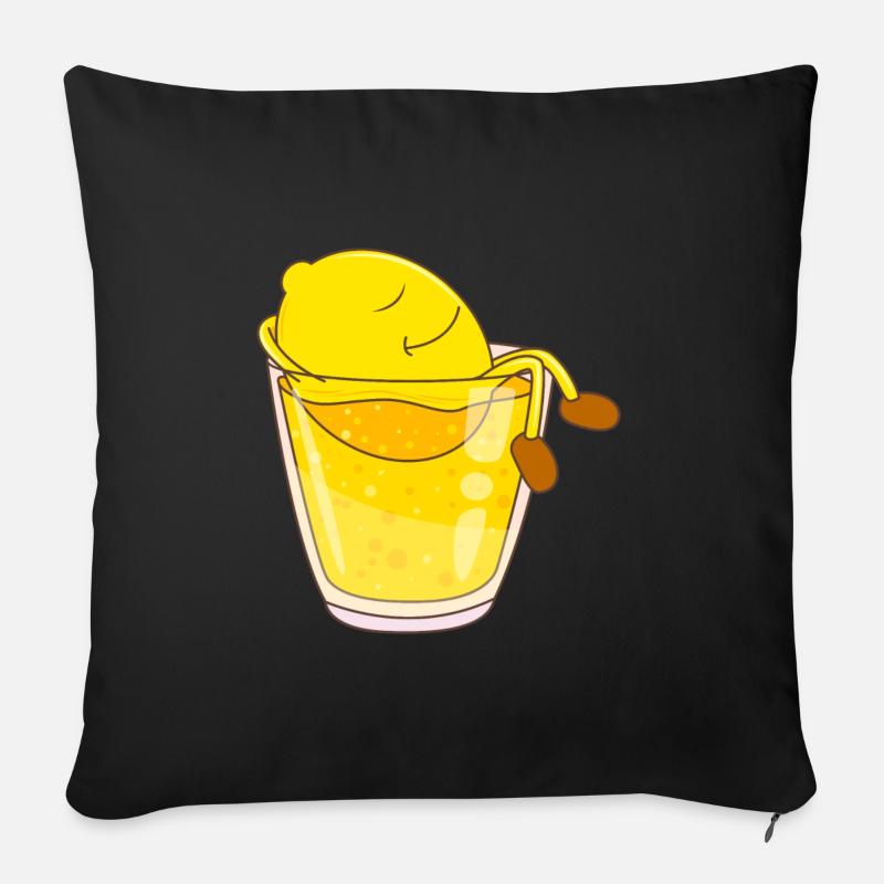 Süßes Zitrone in Zitronen Limonade Softdrink - Sofakissen mit Füllung 45 x 45 cm - Schwarz