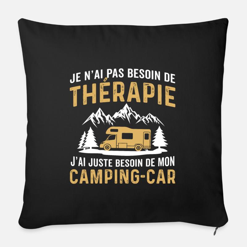 besoin de mon camping-car - Coussin et housse de 45 x 45 cm - noir