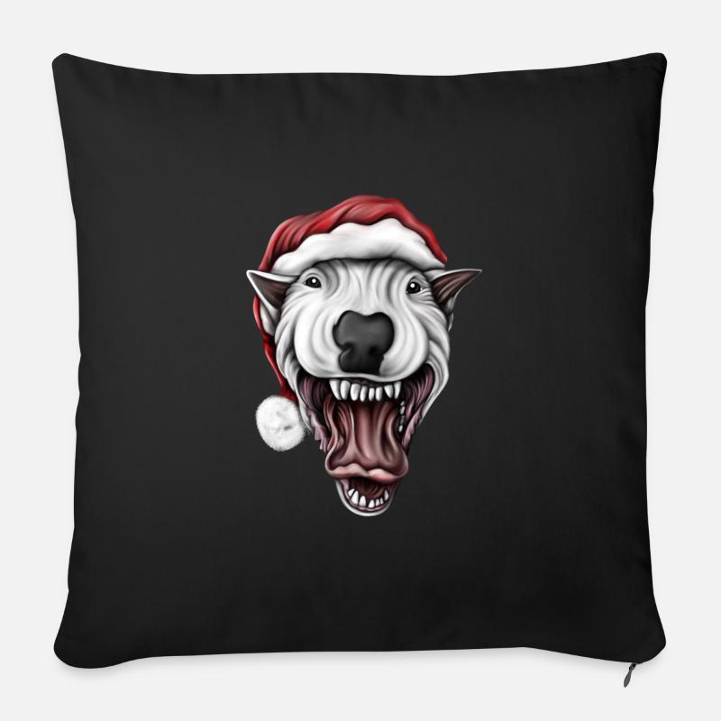 Bullterrier Santa - Sofakissen mit Füllung 45 x 45 cm - Schwarz