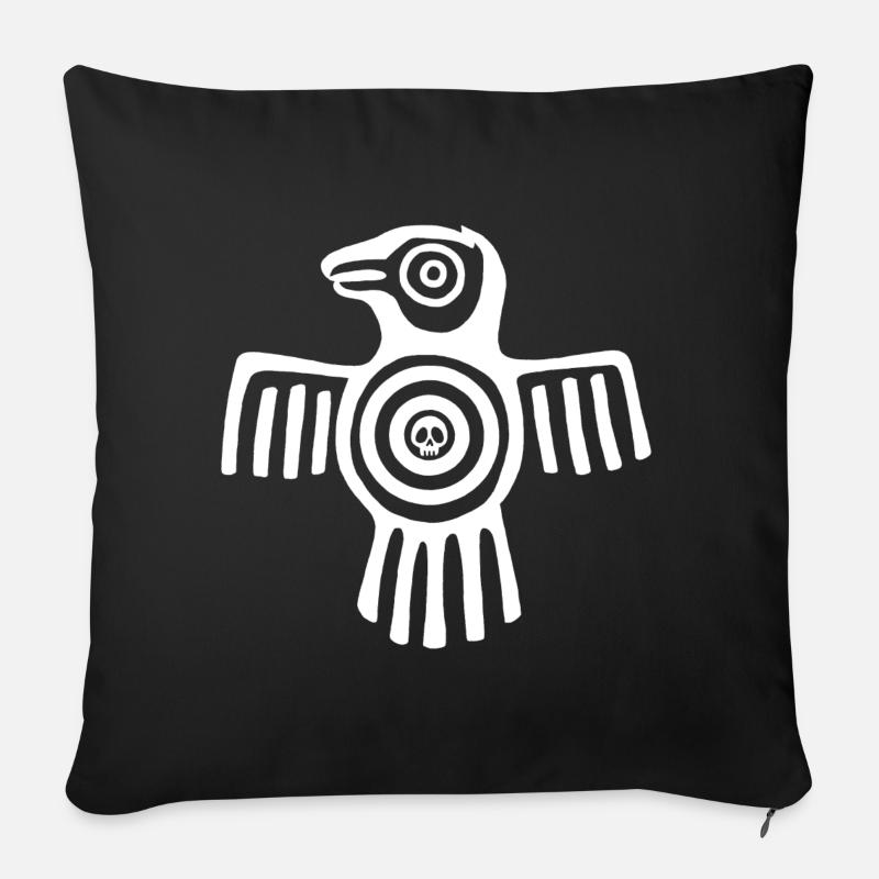 Weißer Inka-Vogel - Sofakissen mit Füllung 45 x 45 cm - Schwarz