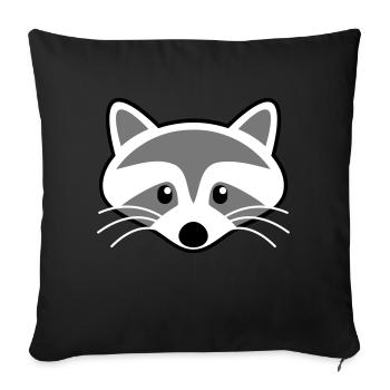 Tête de raton laveur mignon - Coussin et housse de 45 x 45 cm - noir - Devant