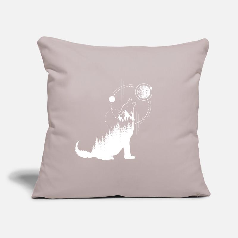 Modern Geometric Wolf Forest Double Exposure Sofa pillow with filling 45cm x 45cm