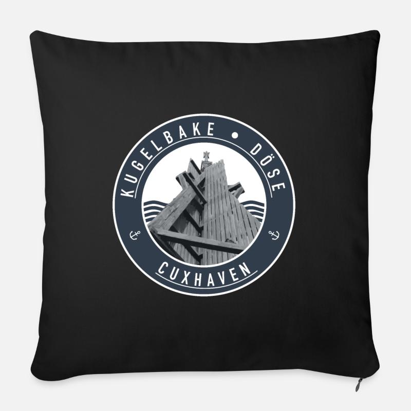 Kugelbake - Döse Cuxhaven - Sofakissen mit Füllung 45 x 45 cm - Schwarz
