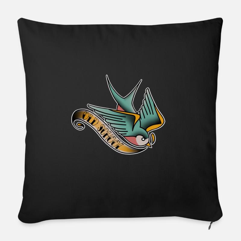 Hirondelle old school - Coussin et housse de 45 x 45 cm - noir