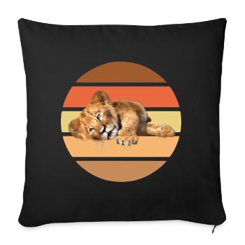 Lion lying, Vintage - Sofa pillow with filling 45cm x 45cm - black - Front