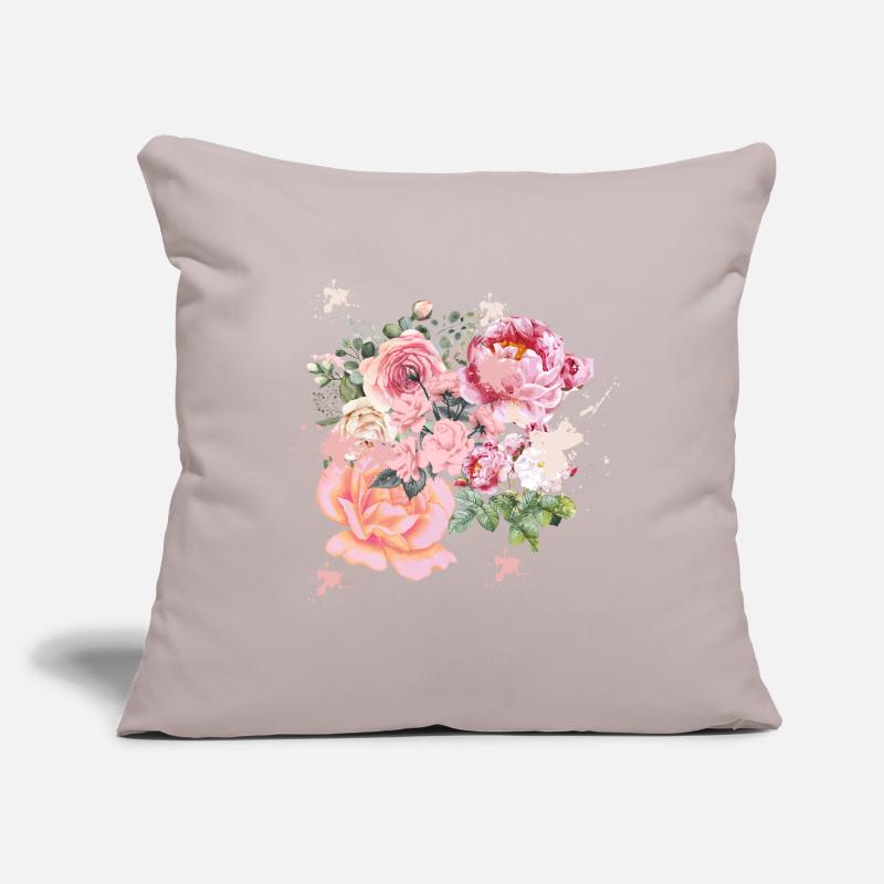 Romantik Blumen mit rosa Farbkleksen, Geschenkidee Sofakissen mit Füllung 45 x 45 cm