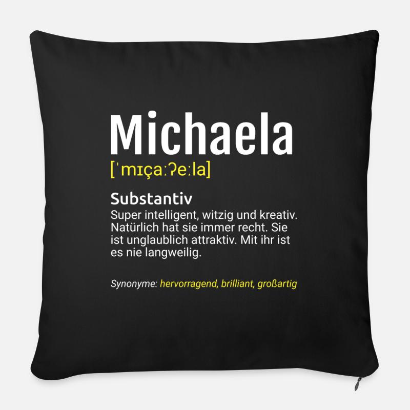Michaela Name Definition - Sofakissen mit Füllung 45 x 45 cm - Schwarz