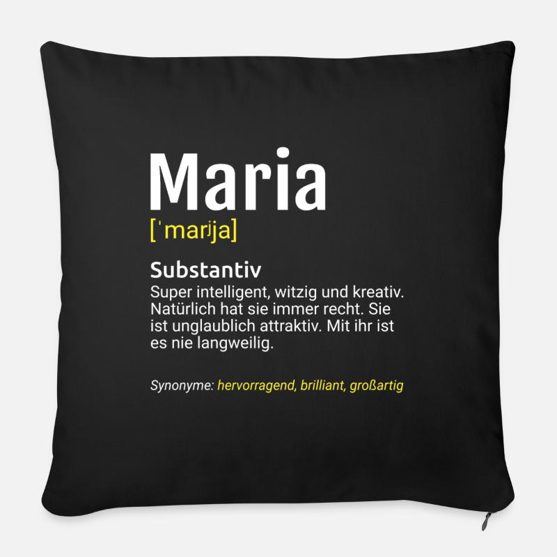 Maria Name Definition - Sofakissen mit Füllung 45 x 45 cm - Schwarz