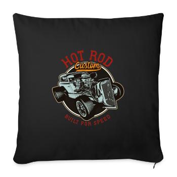 Hot Rod - Voitures de course classiques - lumineuses - Coussin et housse de 45 x 45 cm - noir - Devant