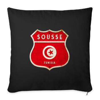 Sousse Tunisia Coat of Arms Flags Design - Sofa pillow with filling 45cm x 45cm - black - Front