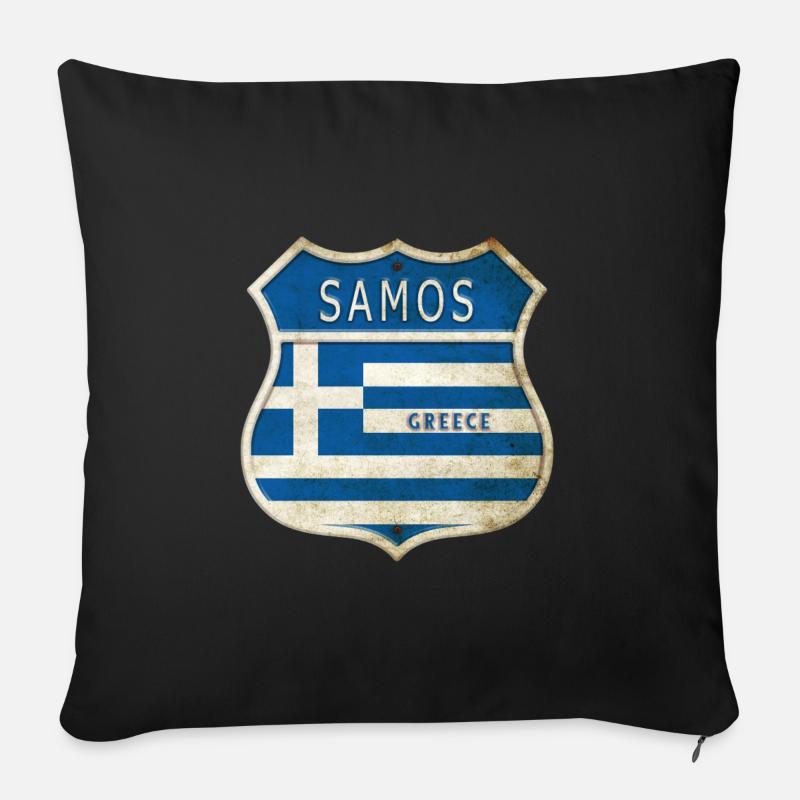 Samos Griechenland Wappen Flaggen Design - Sofakissen mit Füllung 45 x 45 cm - Schwarz