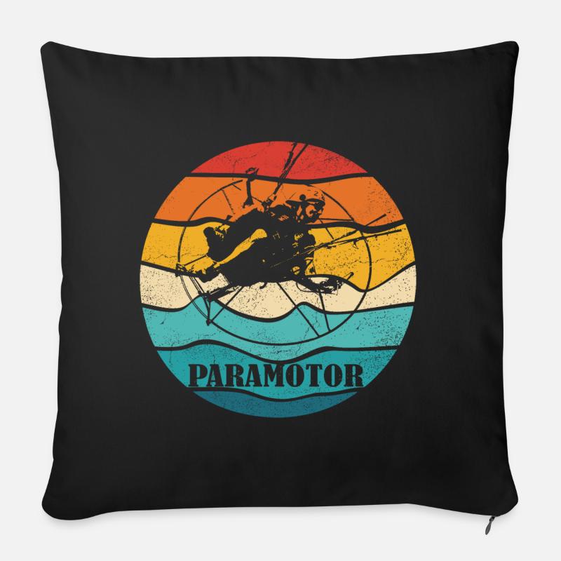 Paraglier rétro paramoteur couleur - Coussin et housse de 45 x 45 cm - noir