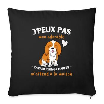 J'peux pas, mon Cavalier King Charles m'attend! - Coussin et housse de 45 x 45 cm - noir - Devant