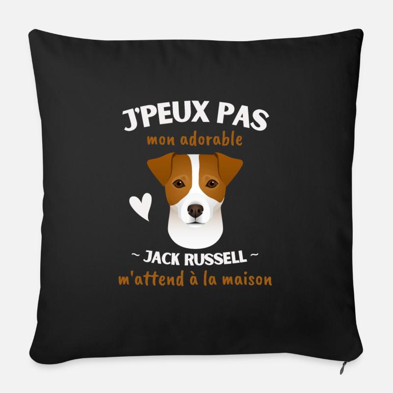 J'peux pas, mon Jack Russel m'attend! - Coussin et housse de 45 x 45 cm - noir