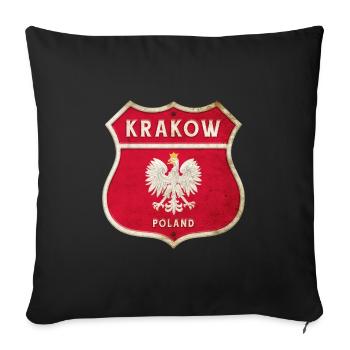 Krakau Polen Wappen Flaggen Design - Sofakissen mit Füllung 45 x 45 cm - Schwarz - Vorne