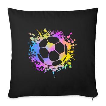 Paint Splashes Soccer Lover Graphisme Football - Coussin et housse de 45 x 45 cm - noir - Devant