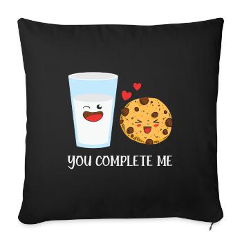 Valentine Quote You Complete Me Kawaii Milk & Cook - Sofa pillow with filling 45cm x 45cm - black - Front