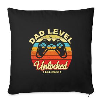 Gamer Quote Dad Level Unlocked Est 2022 - Coussin et housse de 45 x 45 cm - noir - Devant