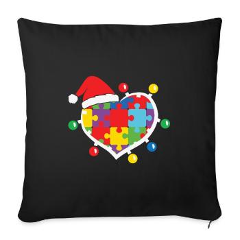 Autisme Citation Autisme Sensibilisation Puzzle Noël Autiste - Coussin et housse de 45 x 45 cm - noir - Devant