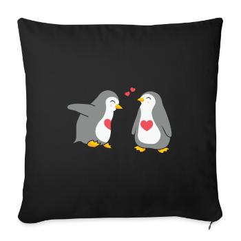 Citation de la Saint-Valentin Mignon Pingouins en Amour Drôle Valent - Coussin et housse de 45 x 45 cm - noir - Devant