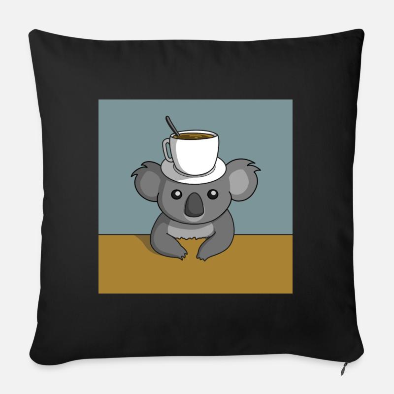 Koala Kaffeepause - Sofakissen mit Füllung 45 x 45 cm - Schwarz
