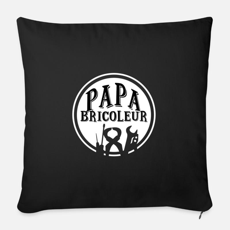 Papa bricoleur - Coussin et housse de 45 x 45 cm - noir